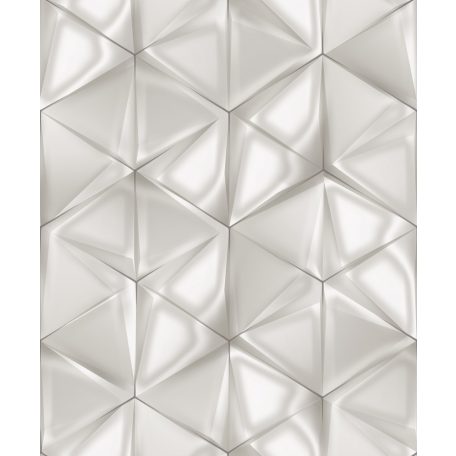 Ugepa ONYX M34900 Geometrikus Grafikus 3D hatszöget formáló háromszögek fehér szürke árnyalatok ezüst tapéta