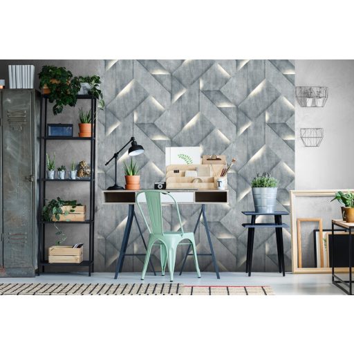 Ugepa ONYX M35201 Natur/Ipari design Geometrikus összeillesztett betonlapok kék szürke szürkéskék fehér tapéta