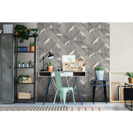 Ugepa ONYX M35209 Natur/Ipari design Geometrikus összeillesztett betonlapok szürke árnyalatok antracit fehérezüst tapéta