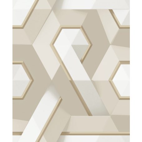 Ugepa ONYX M35407 Geometrikus Grafikus absztrakt designminta 3D fehér bézs szürke szürkésbézs arany tapéta