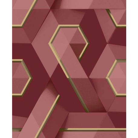 Ugepa ONYX M35410 Geometrikus Grafikus absztrakt designminta 3D burgundipiros ó-rózsaszín arany tapéta