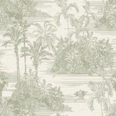   Ugepa EDEN M37304 Natur idilli trópusi életkép pálmafákkal szürkésfehér világoszöld árnyalatok finom csillogás tapéta