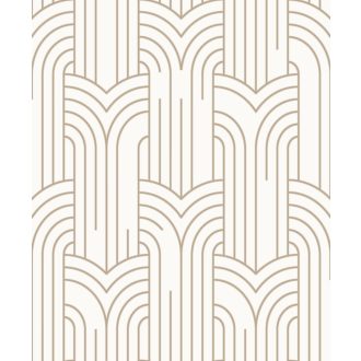   Modern Art Deco grafikus minta törtfehér és arany/bézsarany tónus tapéta fémes fénylő mintarajzolat tapéta