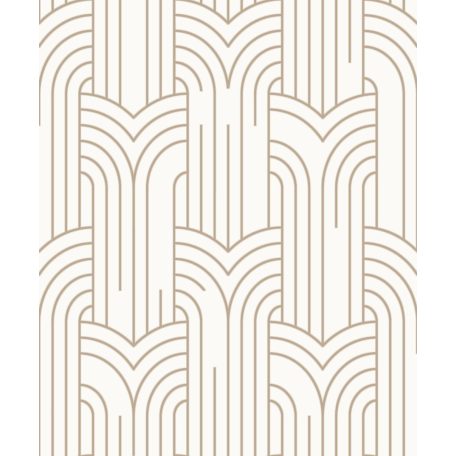 Modern Art Deco grafikus minta törtfehér és arany/bézsarany tónus tapéta fémes fénylő mintarajzolat tapéta