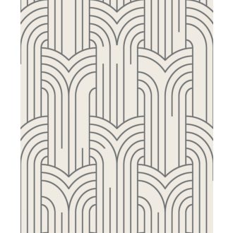   Modern Art Deco grafikus minta törtfehér és ezüst tónus tapéta fémes fénylő mintarajzolat tapéta