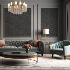   Csillogó kőzet/márvány minta a velencei paloták stílusában sötétszürke antracit barna és csillogó arany tónus tapéta