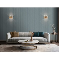   Klasszikus finom vonalazású csillogó csíkos díszítőminta kék szürkéskék szürke aranybarna és csillogó arany tónus tapéta