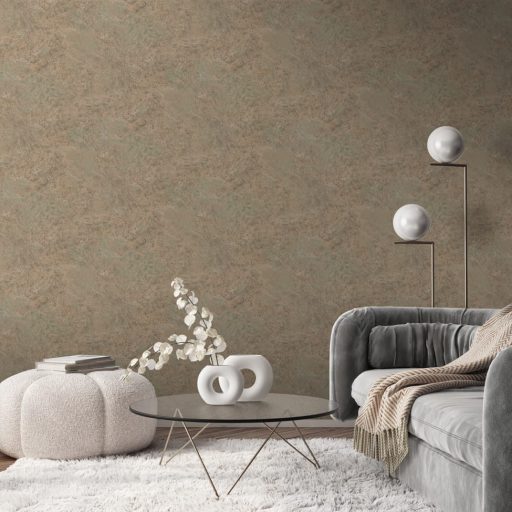 Durva csillogó texturált beton/vakolat minta bronz bronzbarna és szürke tónus csillogó szemcsék tapéta