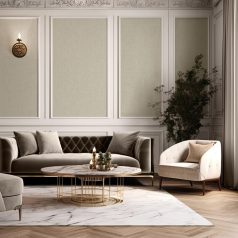   Elképesztő megjelenésű és csillogású texturált textilminta bézs és szürkésbézs tónus csillogó arany szemcsék tapéta