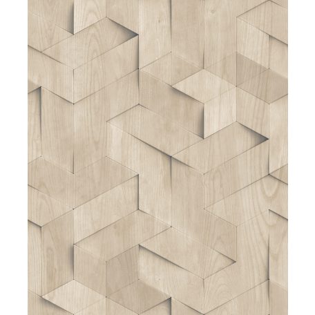 Fahasábok háromdimenziós geometriai texturált mintája bézs barna szürkésbézs és antracit tónus tapéta