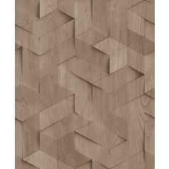   Fahasábok háromdimenziós geometriai texturált mintája bézs barna és sötétbarna tónus tapéta
