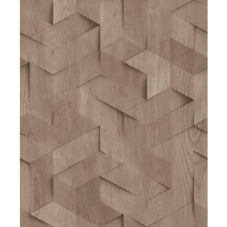 Fahasábok háromdimenziós geometriai texturált mintája bézs barna és sötétbarna tónus tapéta
