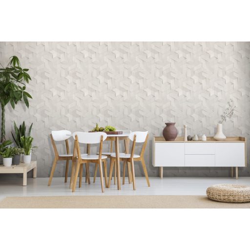 Fahasábok háromdimenziós geometriai texturált mintája világosszürke és szürke tónus tapéta