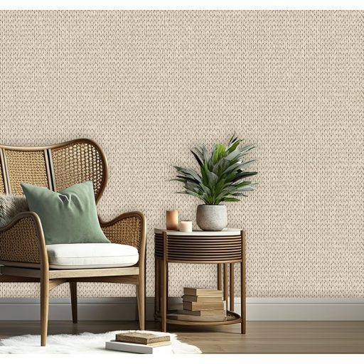 Természetes háromdimenziós fonat mintázat bézs szürkésbézs és sötétbarna/antracit tónus tapéta