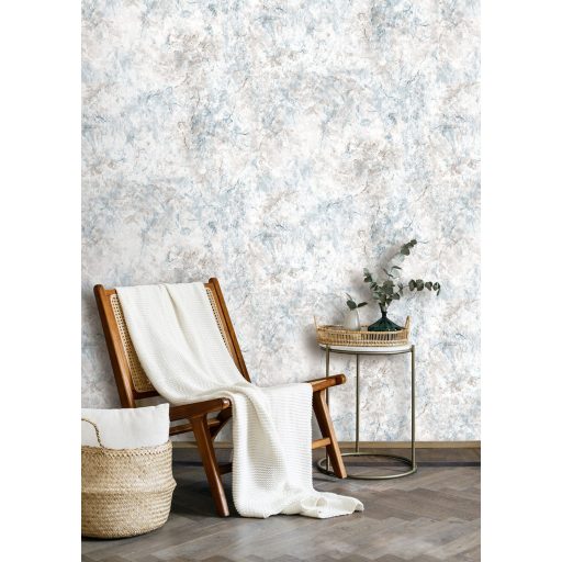 Finoman kidolgozott élethű márvány mintázat fehér bézs barna szürke kék és szürkéskék tónus tapéta