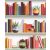 Olvasni jó! Avantgarde könyvespolc színes könyvekkel és vázákkal/növényekkel fehér és sokszínű tónus tapéta