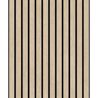   A megtévesztés művésze! Texturált fa dekorpanel minta bézs barna és fekete tónus tapéta