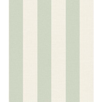  Természetes elegancia - klasszikus blokkcsíkos minta szövet háttéren krém/világosbézs és zsályazöld/zöld tónus tapéta