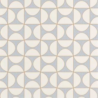 Natur dekoratív csempeminta krémfehér világos szürkéskék csillogó fémes arany tapéta