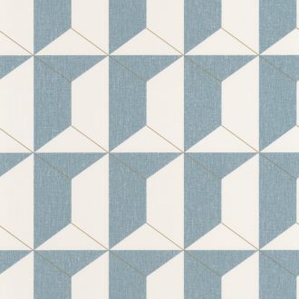  RYTHM Natur háromdimenziós hatású csempeminta krémfehér kék fémes csillogó arany tapéta