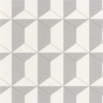 háromdimenziós hatású csempeminta krémfehér füstszürke fémes csillogó arany tapéta