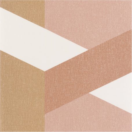 TWIST Geometrikus nagyformátumú minta fehér rózsaszín barna fémes arany tapé