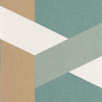 TWIST Geometrikus nagyformátumú minta fehér zöld türkiz fémes arany tapéta