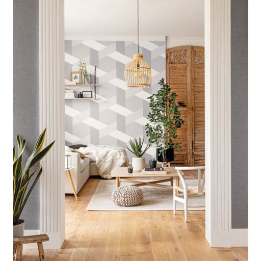 TWIST Geometrikus nagyformátumú minta fehér szürke árnyalatok tapéta