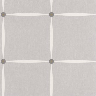   Caselio Moove 101369100  FUNK Rácsos formatervezés szalagszerű mintával fehér füstszürke fémes arany gombokkal tapéta