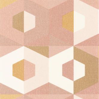ultramodern megjelenítésű síkidomok krémfehér bézs rózsaszín fémes arany tapéta