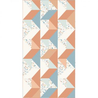 HIP HOP Gometrrikus 3D éles mértani formák fehér kék mély rózsazsín/korall falpanel