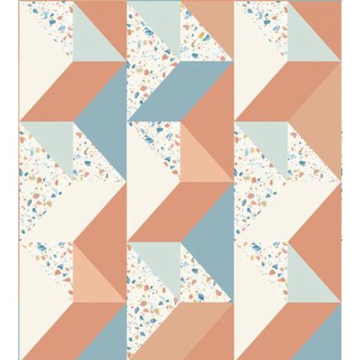 HIP HOP Gometrrikus 3D éles mértani formák fehér kék mély rózsazsín/korall falpanel