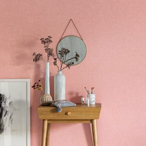 Caselio Moove 68523698  Natur texturált vászonhatás telt rózsaszín tapéta