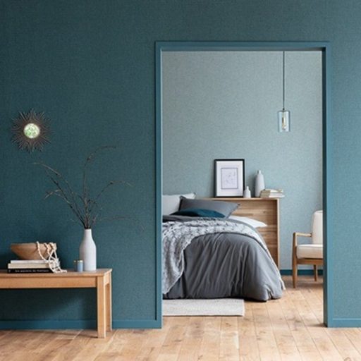 Caselio Moove/DANAE 68526378  Natur texturált vászonhatás sötét kék/zöldeskék tapéta