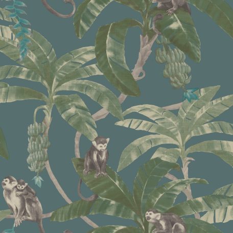 Grandeco MYRIAD MY2403  Natur trópusi dzsungel majmok kék zöld szines tapéta