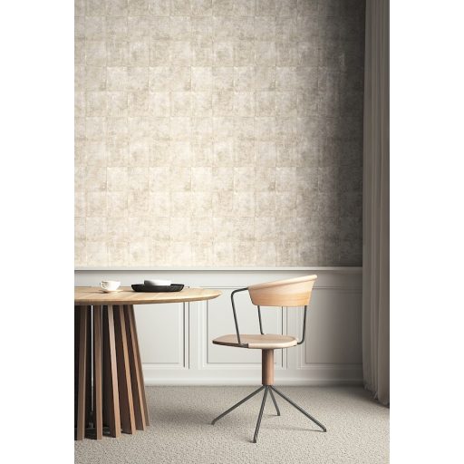 Patinás vintage csempe design különleges csillogással krémszürke bézs/szürkésbézs és ezüstös-szürke tónus tapéta