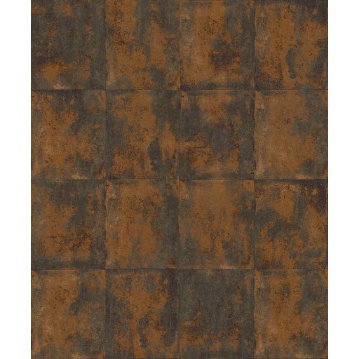 Patinás vintage csempe design különleges csillogással narancsos-barna antracit és bronzbarna tónus bronzos fény tapéta