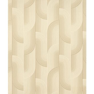   Ívelt formákből épülő art deco hatású geometriai design krém krémes-bézs és karamell tónus tapéta