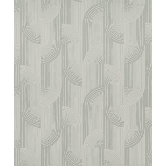   Ívelt formákből épülő art deco hatású geometriai design lágy zöld és jeges-mentazöld tónustapéta