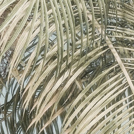 Nosztalgikus hangulatú pálmák az oázisban fehér bézs barna szürke kék és zöldeskék tónusok falpanel/digitális nyomat