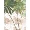 Nyári trópusi hangulat a falon - Diszkrét pálmacsoport krém barna szürke sötétzöld és zöld tónusok falpanel/digitális nyomat