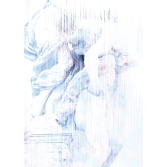   Ókori római márványszokrok ihlették - Absztrakt nonfiguratív minta fehér kék és rózsaszín tónusok falpanel/digitális nyomat