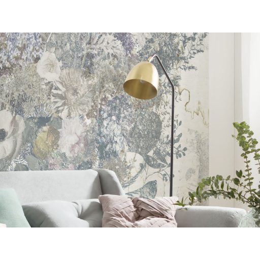 Nyári hangulatú romantikus virágcsokor réti füvekből és virágokból krémfehér zöld kék szürke és mályva tónusok falpanel/digitális nyomat