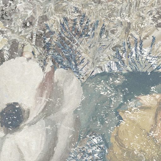 Nyári hangulatú romantikus virágcsokor réti füvekből és virágokból krémfehér zöld kék szürke és mályva tónusok falpanel/digitális nyomat