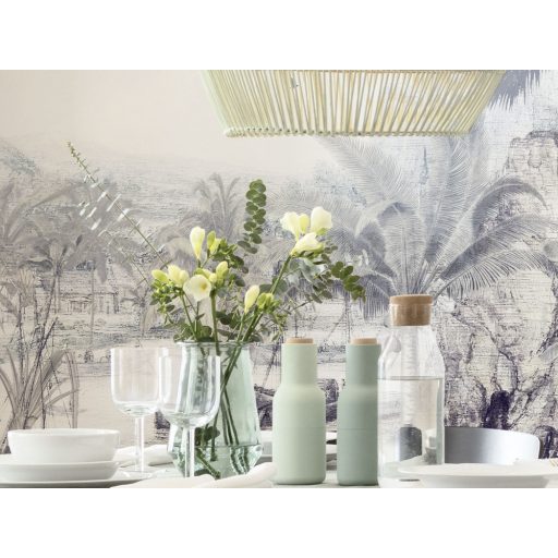 Déltengeri trópusi sziget a dzsungel rejtekében felhőkék zöld szürke bézs és tintakék tónusok falpanel/digitális nyomat