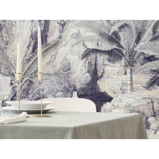 Déltengeri trópusi sziget a dzsungel rejtekében felhőkék zöld szürke bézs és tintakék tónusok falpanel/digitális nyomat