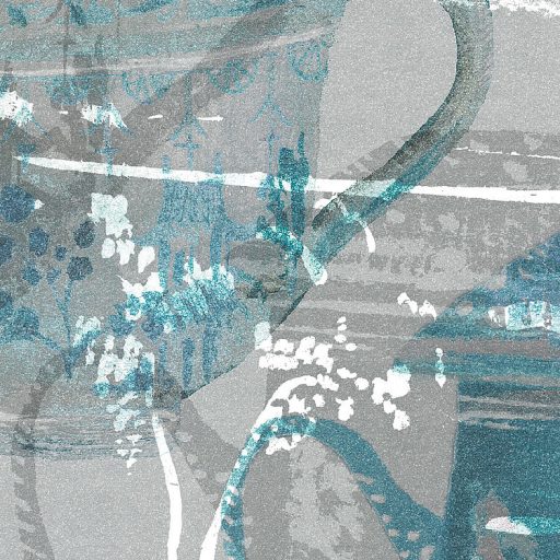 Terítéken a díszes kínai porcelán teáskészlet kollázs elrendezésben szürke fehér türkizkék és zöld tónusok falpanel/digitális nyomat