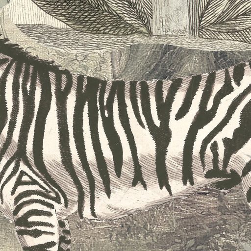 Sivatag a szavanna és a dzsungel állatainak "konferenciája" egzotikus kollázs szürkészöld szürke barna sokszínű falpanel/digitális nyomat