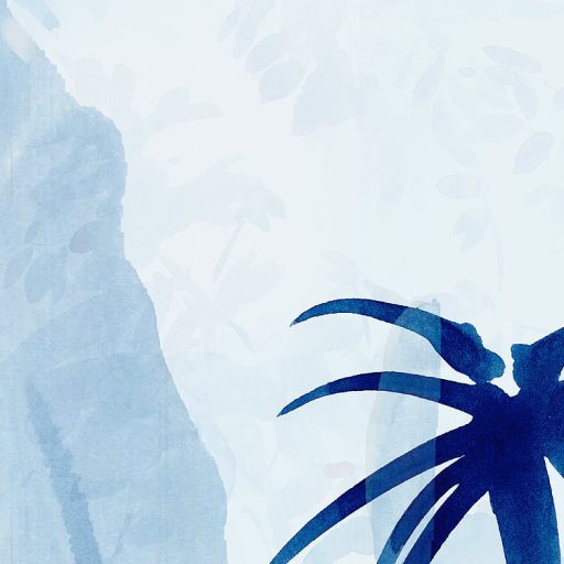 Kék óra! A dzsungel növény és állítvilága intenzív ragyogó kékben törtfehér világoskék sötét tintakék és fekete falpanel/digitális nyomat