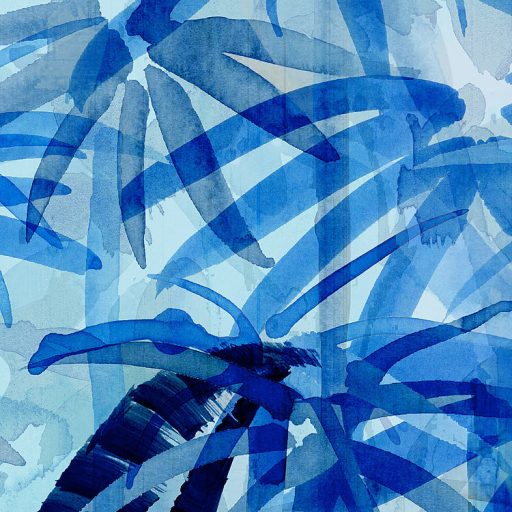 Kék óra! A dzsungel növény és állítvilága intenzív ragyogó kékben törtfehér világoskék sötét tintakék és fekete falpanel/digitális nyomat